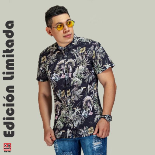 REF 1806 S CAMISA TROPICAL BLACK MANGA CORTA HOMBRE